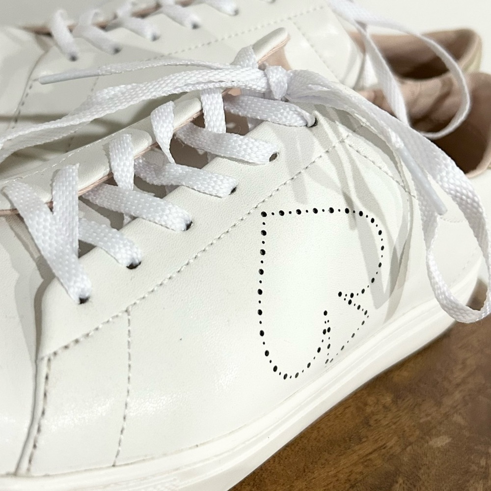 Kate Spade Angelise Leather Sneakers White/Gold Perforated‎ 9 - Picture 8 of 10